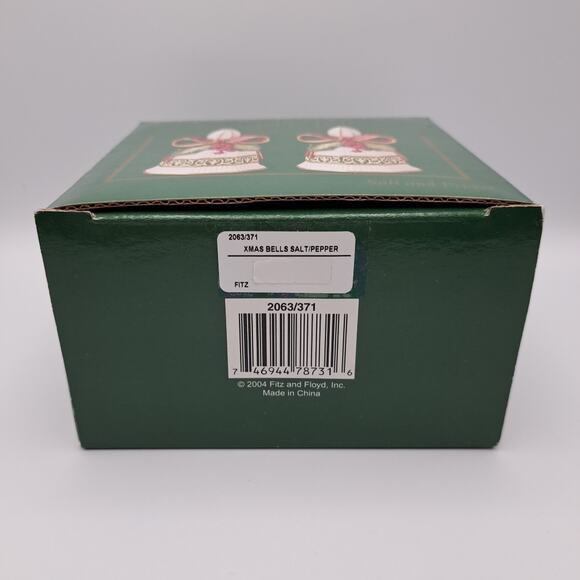 VTG Fitz and Floyd Christmas Bells Salt & Pepper Shakers Ceramic New In Box 2004 - Picture 7 of 8